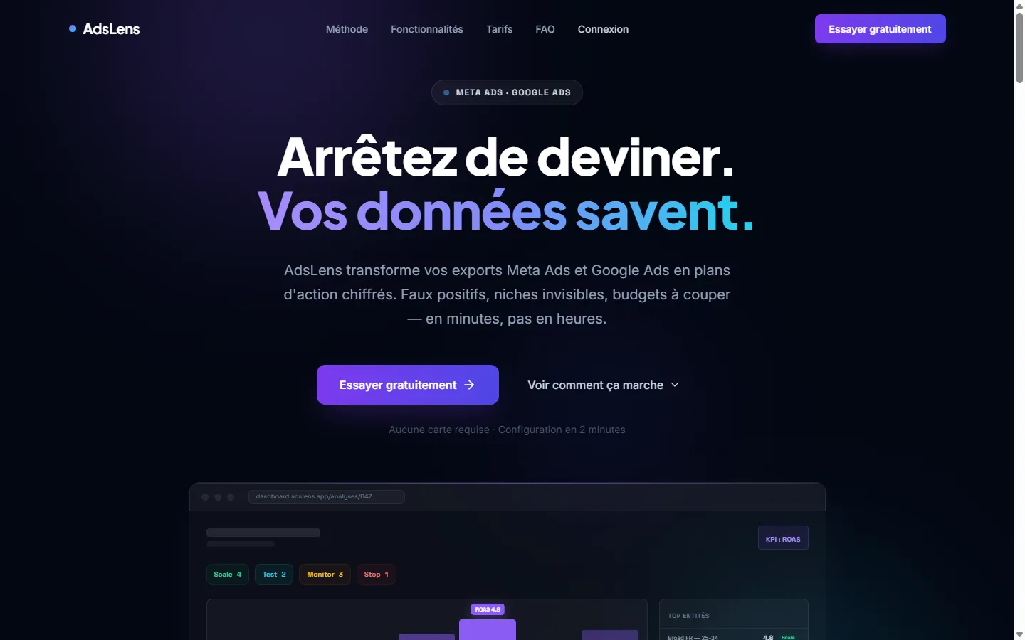Interface de AdsLens